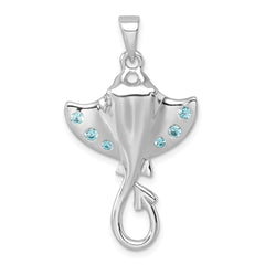Sterling Silver Rhodium-plated Polished CZ Sting Ray Pendant PLP-762