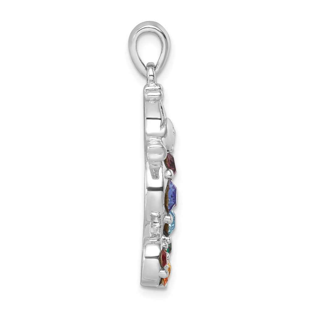 Sterling Silver Rhodium-plated Polished Multi-Color Crystal Seahorse Pendant PLP-771