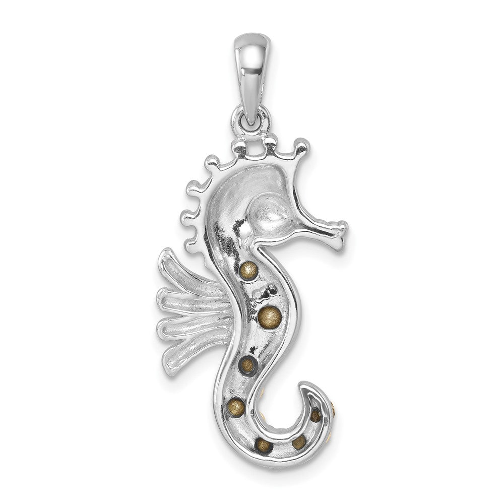 Sterling Silver Rhodium-plated Polished Multi-Color Crystal Seahorse Pendant PLP-771