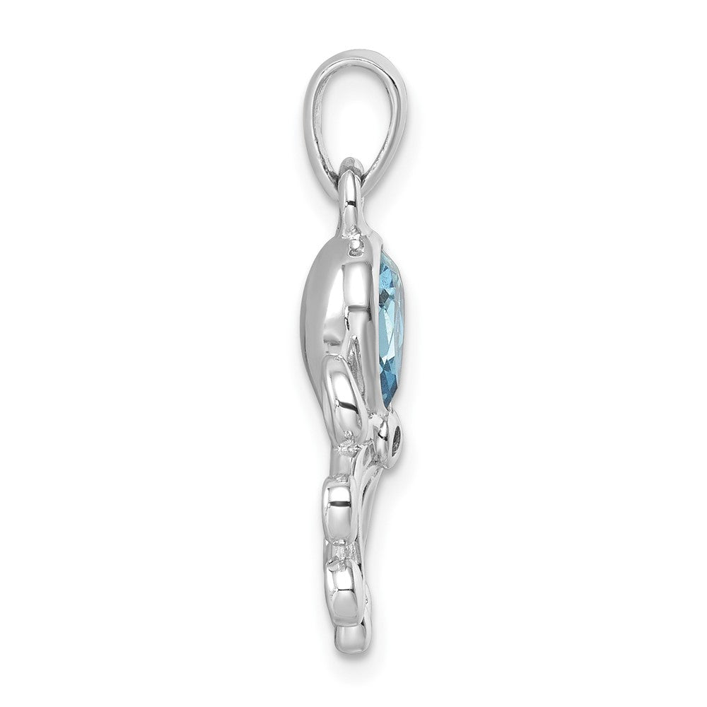 Sterling Silver Rhodium-plated Polished Crystal Octopus Pendant PLP-803
