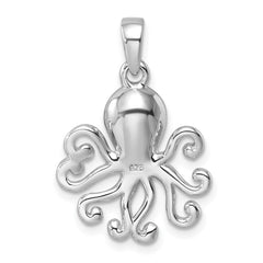 Sterling Silver Rhodium-plated Polished Crystal Octopus Pendant PLP-803