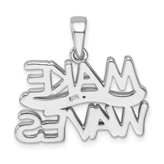 Sterling Silver Rhodium-Plated Polished 'Make Waves' with Crystal Pendant PLP-824