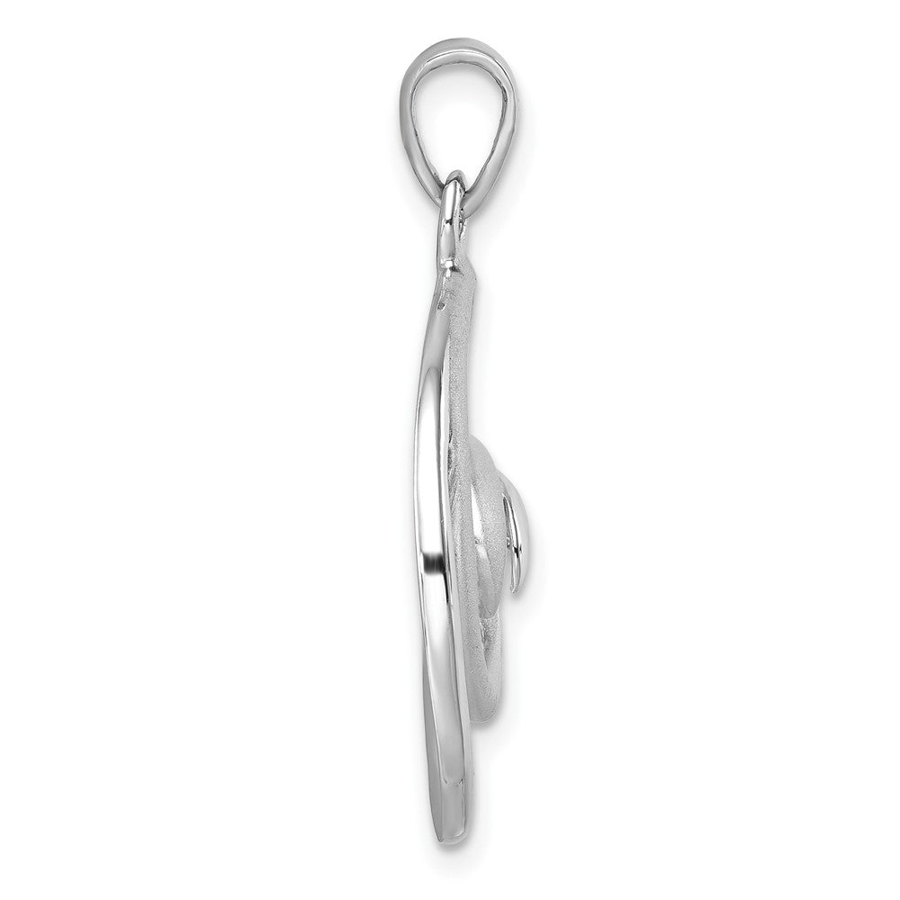 Sterling Silver Rhodium-Plated Polished and Brushed Double Wave Pendant PLP-830