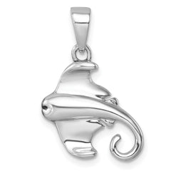 Sterling Silver Rhodium-plated Polished Cownose Stingray Pendant PLP-897