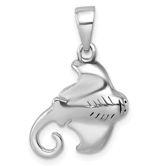 Sterling Silver Rhodium-plated Polished Cownose Stingray Pendant PLP-897