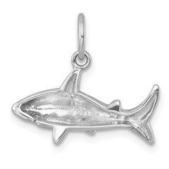 Sterling Silver Rhodium-Plated Polished Shark Pendant PLP-903