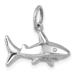 Sterling Silver Rhodium-Plated Polished Shark Pendant PLP-903