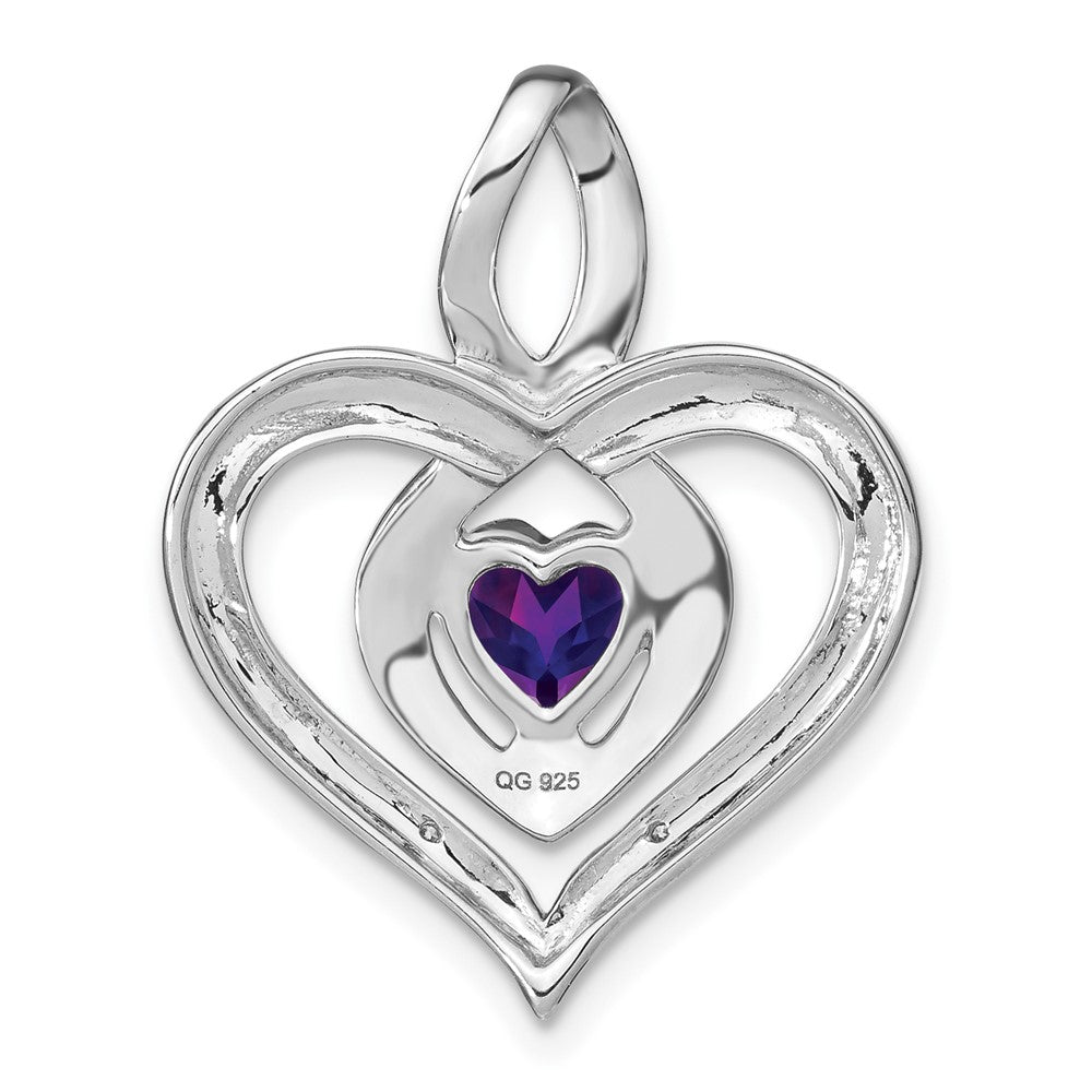 Sterling Silver Rhodium-plated Amethyst and Diamond Pendant PM4440-AM-001-SSA