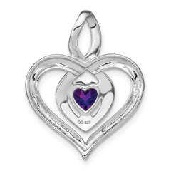 Sterling Silver Rhodium-plated Amethyst and Diamond Pendant PM4440-AM-001-SSA