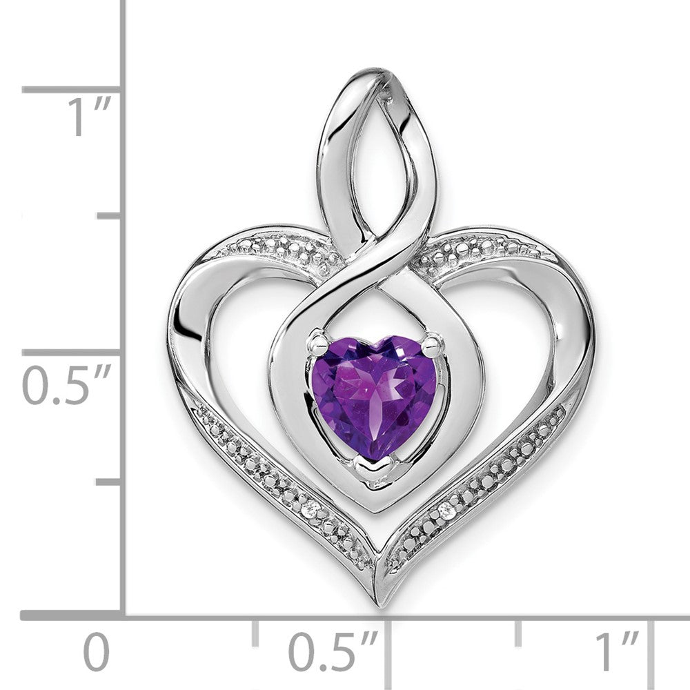 Sterling Silver Rhodium-plated Amethyst and Diamond Pendant PM4440-AM-001-SSA
