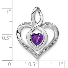 Sterling Silver Rhodium-plated Amethyst and Diamond Pendant PM4440-AM-001-SSA