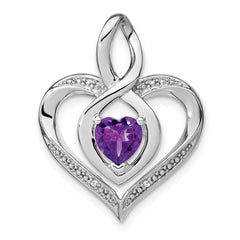 Sterling Silver Rhodium-plated Amethyst and Diamond Pendant PM4440-AM-001-SSA