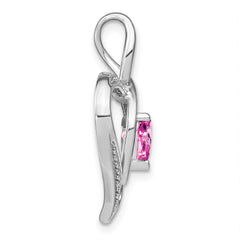 Sterling Silver Rhod-plated Created Pink Sapphire/Diamond Pendant PM4440-CPS-001-SSA