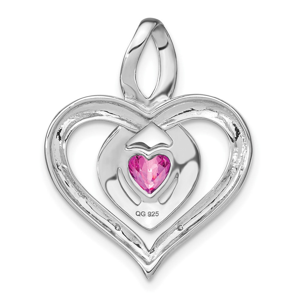 Sterling Silver Rhod-plated Created Pink Sapphire/Diamond Pendant PM4440-CPS-001-SSA