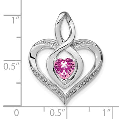 Sterling Silver Rhod-plated Created Pink Sapphire/Diamond Pendant PM4440-CPS-001-SSA