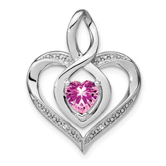 Sterling Silver Rhod-plated Created Pink Sapphire/Diamond Pendant PM4440-CPS-001-SSA