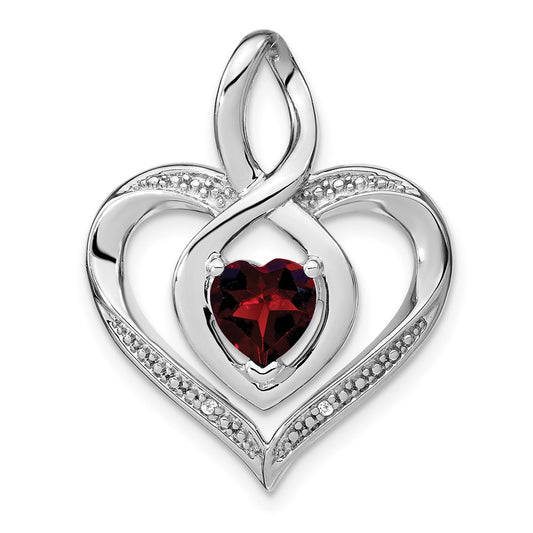 Sterling Silver Rhodium-plated Garnet and Diamond Pendant PM4440-GA-001-SSA