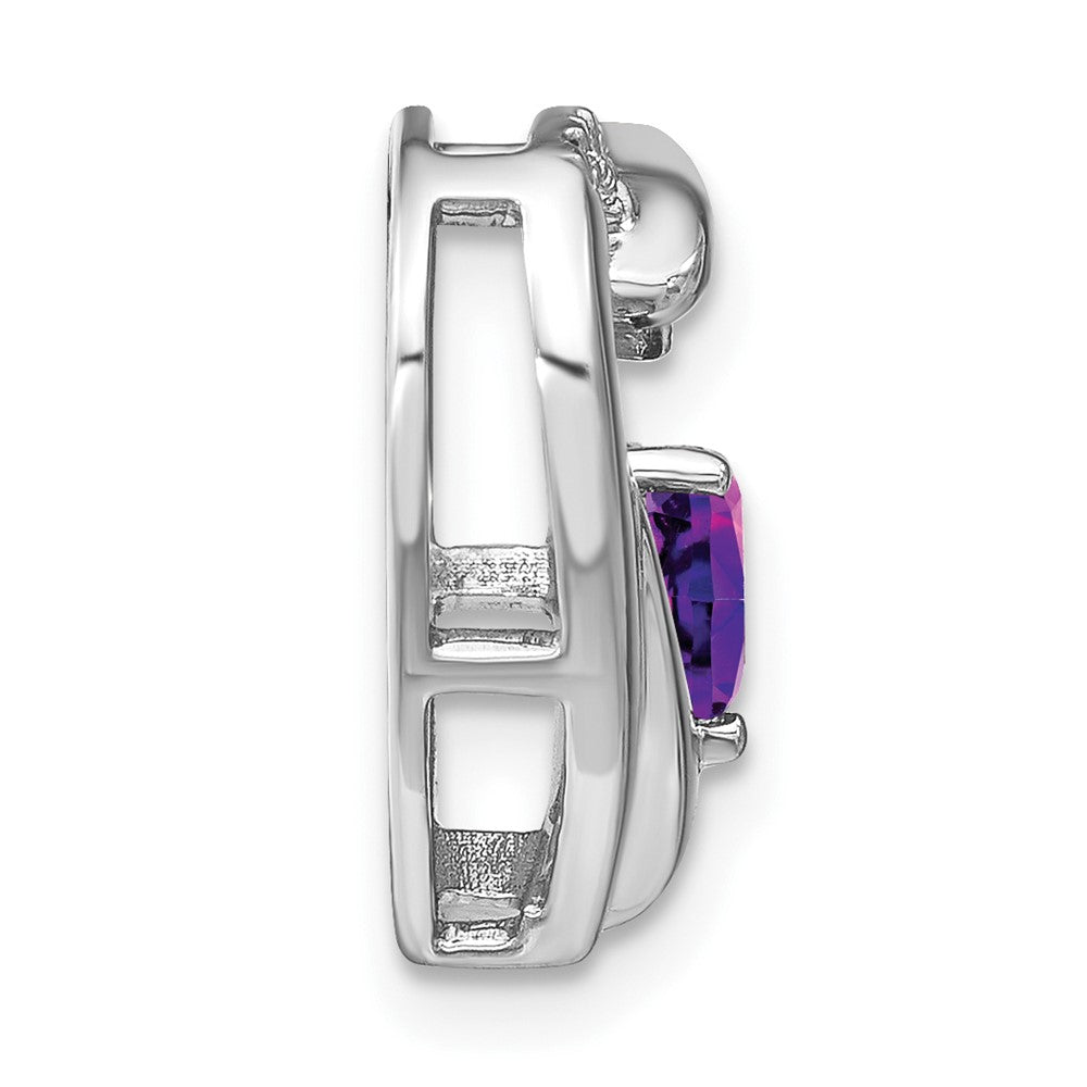 Sterling Silver Rhodium-plated Amethyst and Diamond Pendant PM7018-AM-005-SSA