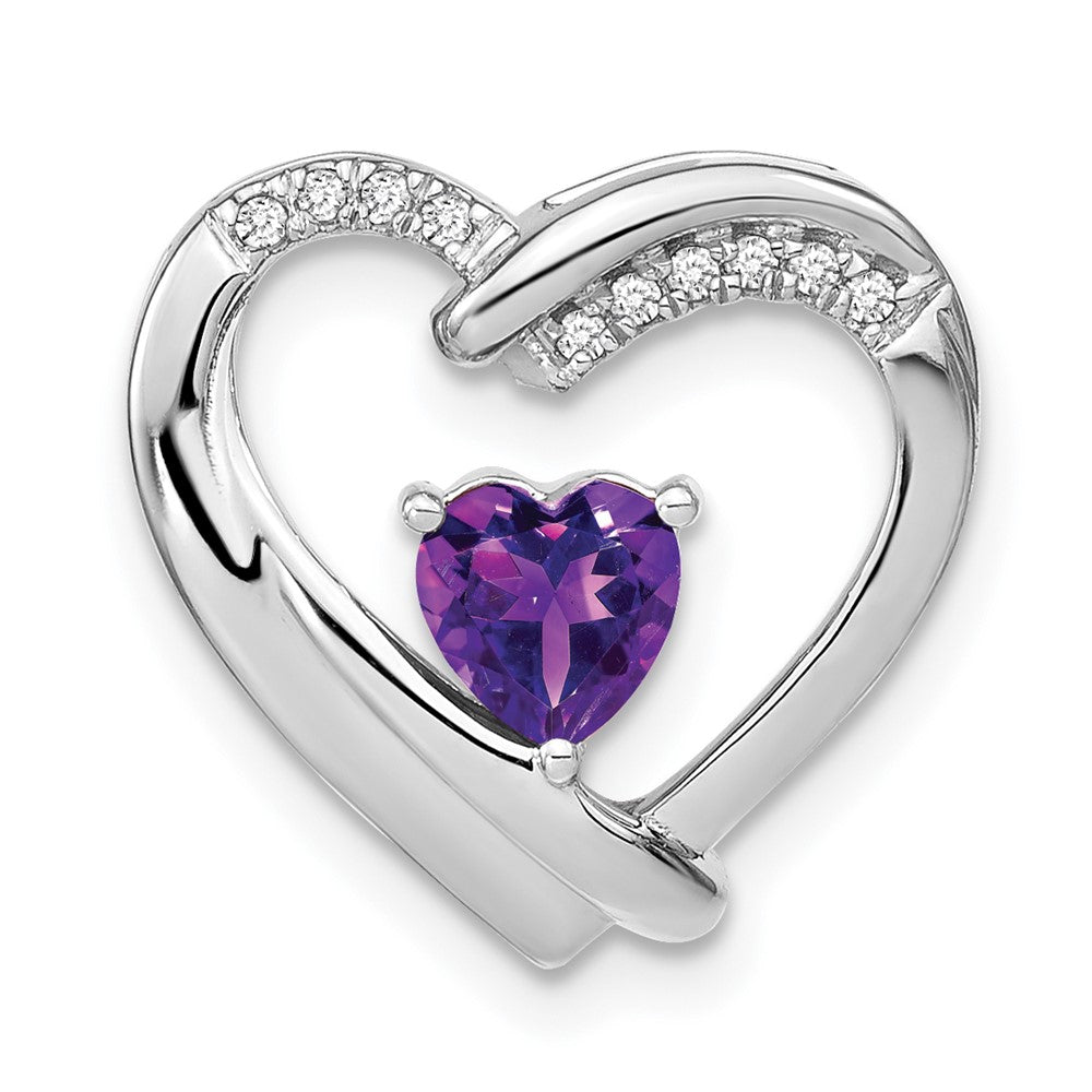Sterling Silver Rhodium-plated Amethyst and Diamond Pendant PM7018-AM-005-SSA