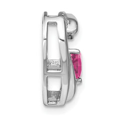Sterling Silver Rhod-plated Created Pink Sapphire/Diamond Pendant PM7018-CPS-005-SSA