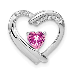 Sterling Silver Rhod-plated Created Pink Sapphire/Diamond Pendant PM7018-CPS-005-SSA