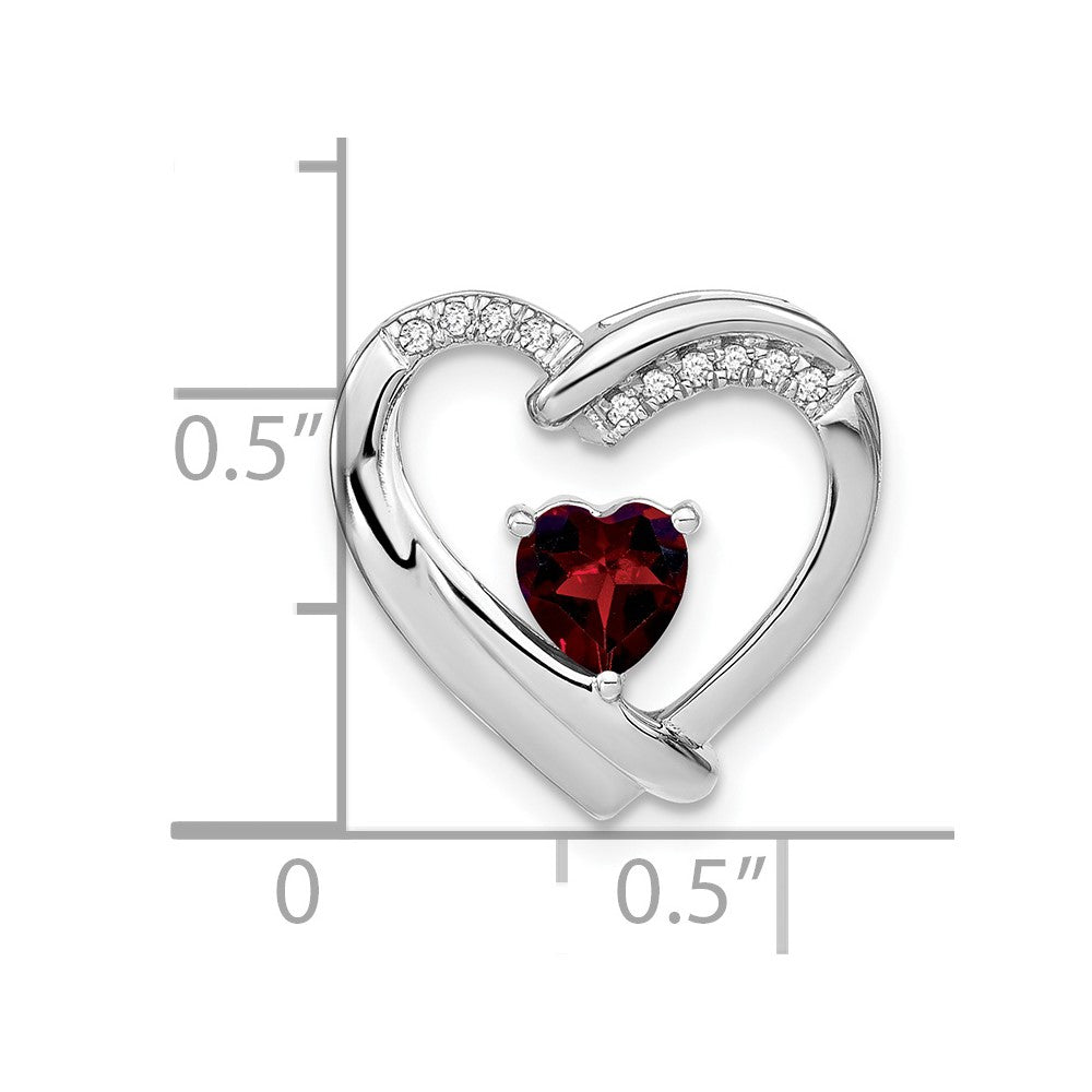 Sterling Silver Rhodium-plated Garnet and Diamond Pendant PM7018-GA-005-SSA