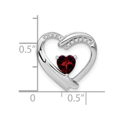 Sterling Silver Rhodium-plated Garnet and Diamond Pendant PM7018-GA-005-SSA