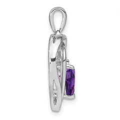 Sterling Silver Rhodium-plated Amethyst and Diamond Pendant PM7025-AM-001-SSA