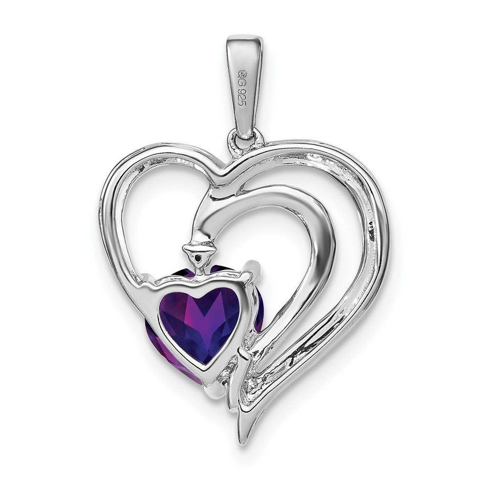Sterling Silver Rhodium-plated Amethyst and Diamond Pendant PM7025-AM-001-SSA