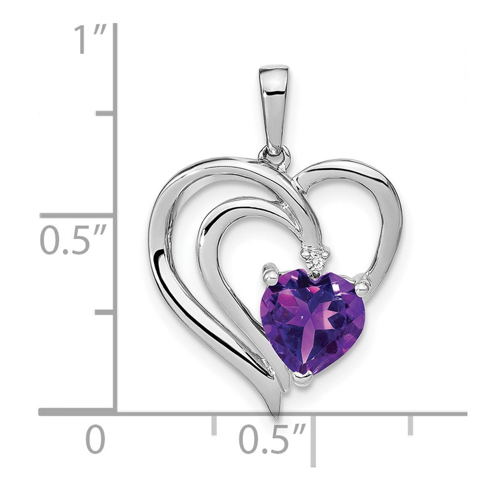 Sterling Silver Rhodium-plated Amethyst and Diamond Pendant PM7025-AM-001-SSA