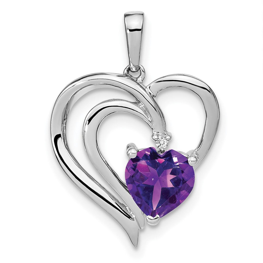 Sterling Silver Rhodium-plated Amethyst and Diamond Pendant PM7025-AM-001-SSA