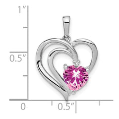 Sterling Silver Rhod-plated Created Pink Sapphire/Diamond Pendant PM7025-CPS-001-SSA