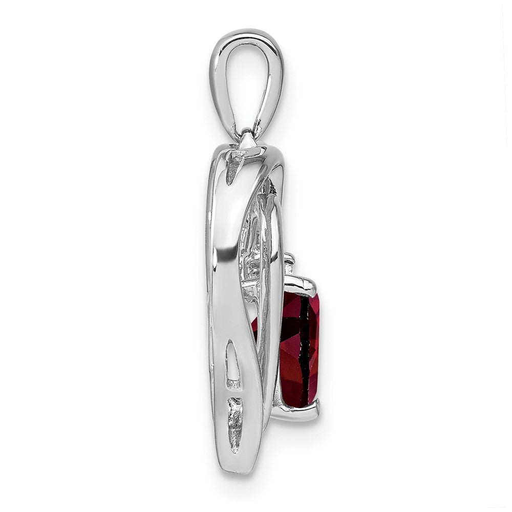 Sterling Silver Rhodium-plated Garnet and Diamond Pendant PM7025-GA-001-SSA