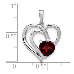 Sterling Silver Rhodium-plated Garnet and Diamond Pendant PM7025-GA-001-SSA