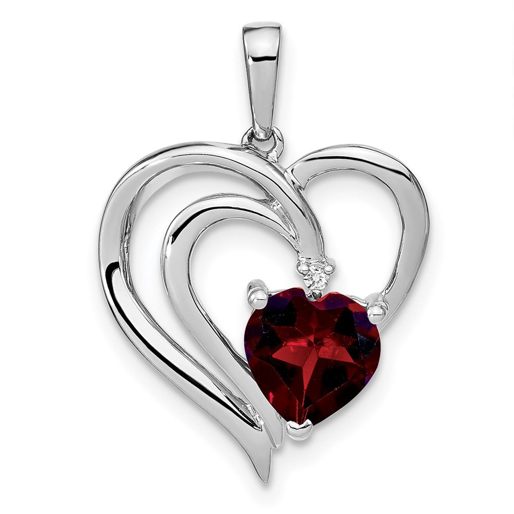 Sterling Silver Rhodium-plated Garnet and Diamond Pendant PM7025-GA-001-SSA