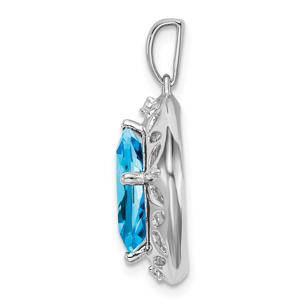 Sterling Silver Rhodium-plated Blue Topaz and Diamond Pendant PM7078-BT-002-SSA