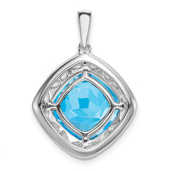 Sterling Silver Rhodium-plated Blue Topaz and Diamond Pendant PM7078-BT-002-SSA