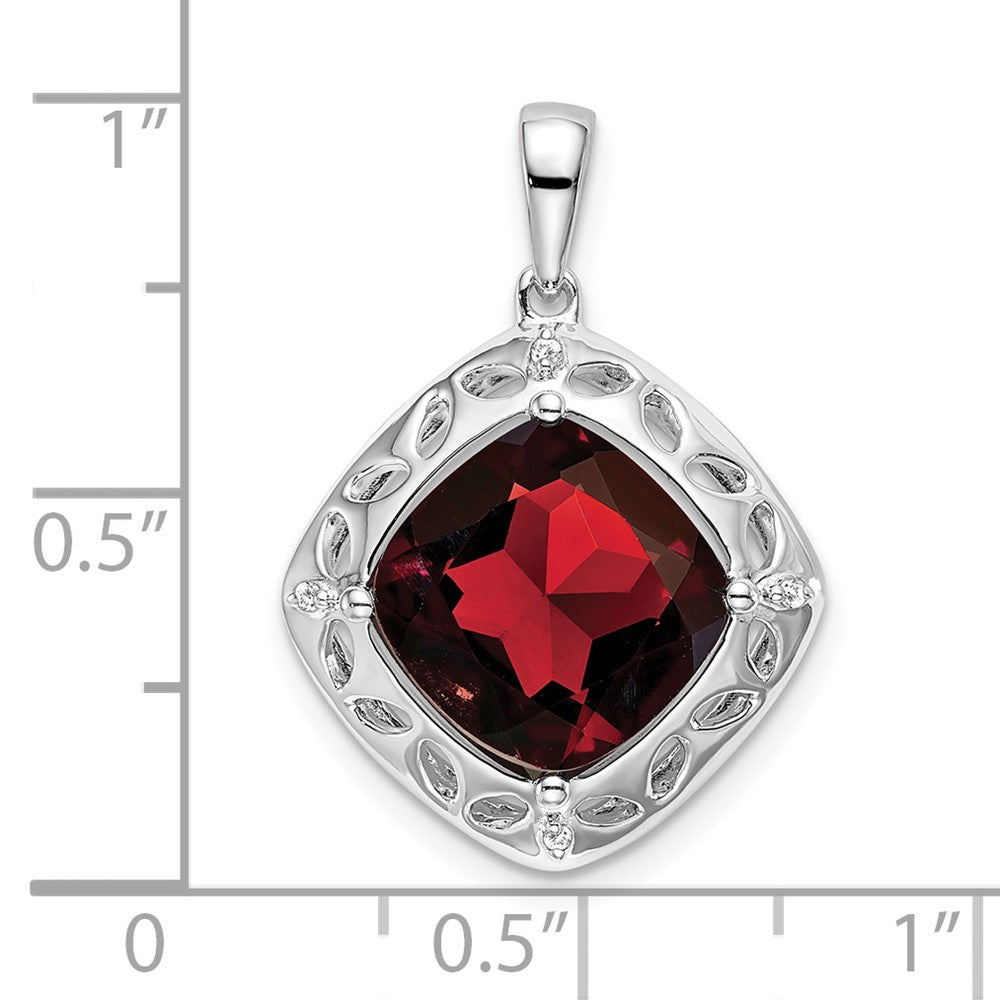 Sterling Silver Garnet and Diamond Pendant PM7078-GA-002-SSA