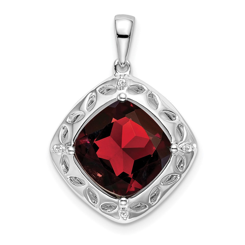 Sterling Silver Garnet and Diamond Pendant PM7078-GA-002-SSA