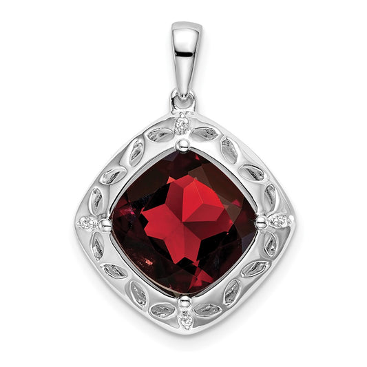 Sterling Silver Garnet and Diamond Pendant PM7078-GA-002-SSA