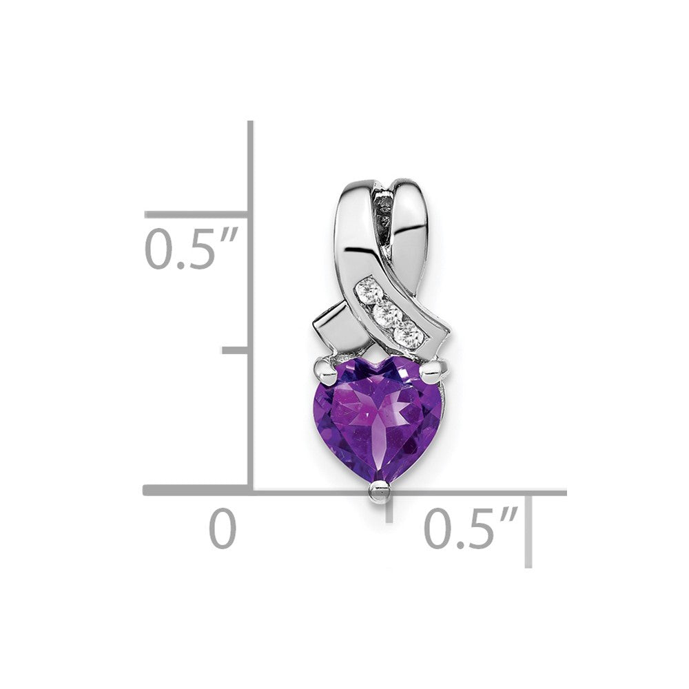 Sterling Silver Rhodium-plated Amethyst and Diamond Pendant PM7401-AM-003-SSA