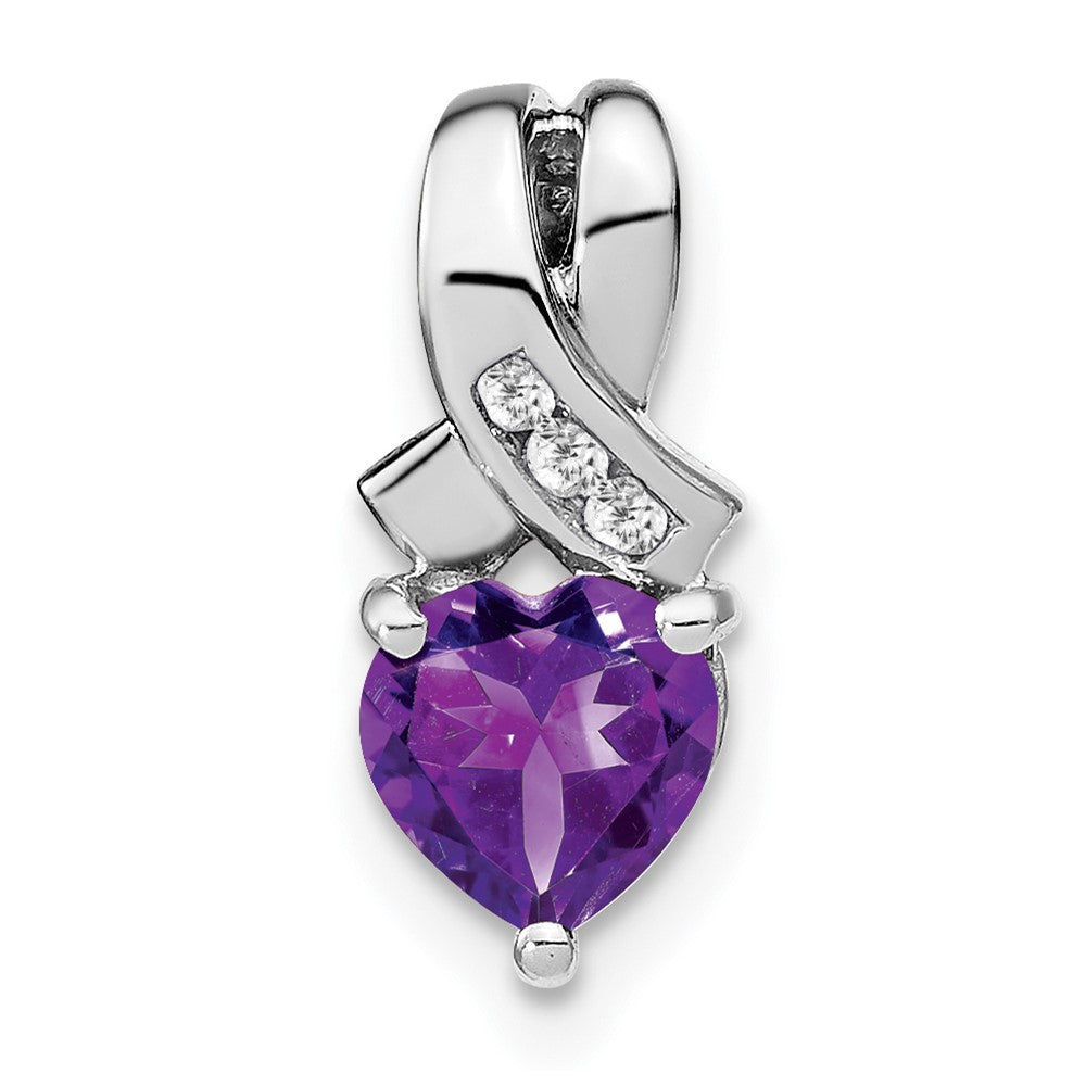 Sterling Silver Rhodium-plated Amethyst and Diamond Pendant PM7401-AM-003-SSA