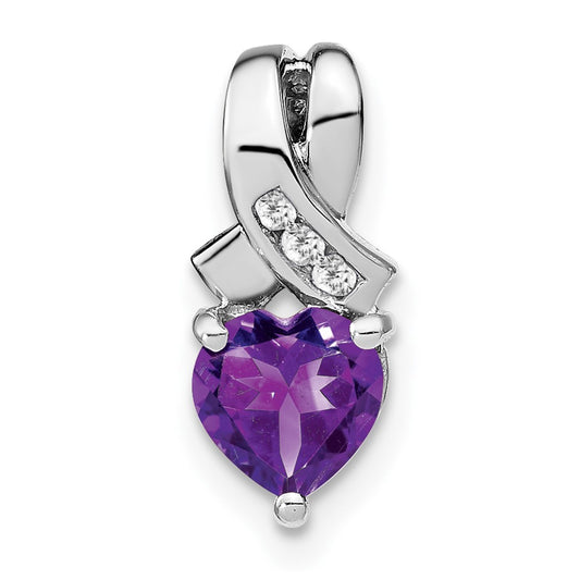 Sterling Silver Rhodium-plated Amethyst and Diamond Pendant PM7401-AM-003-SSA
