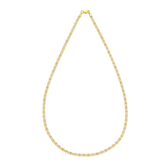 Tri-color Gold Polished Pave Valentino Chain Necklace