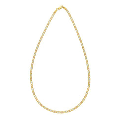 Tri-color Gold Polished Pave Valentino Chain Necklace