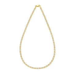 Tri-color Gold Polished Pave Valentino Chain Necklace