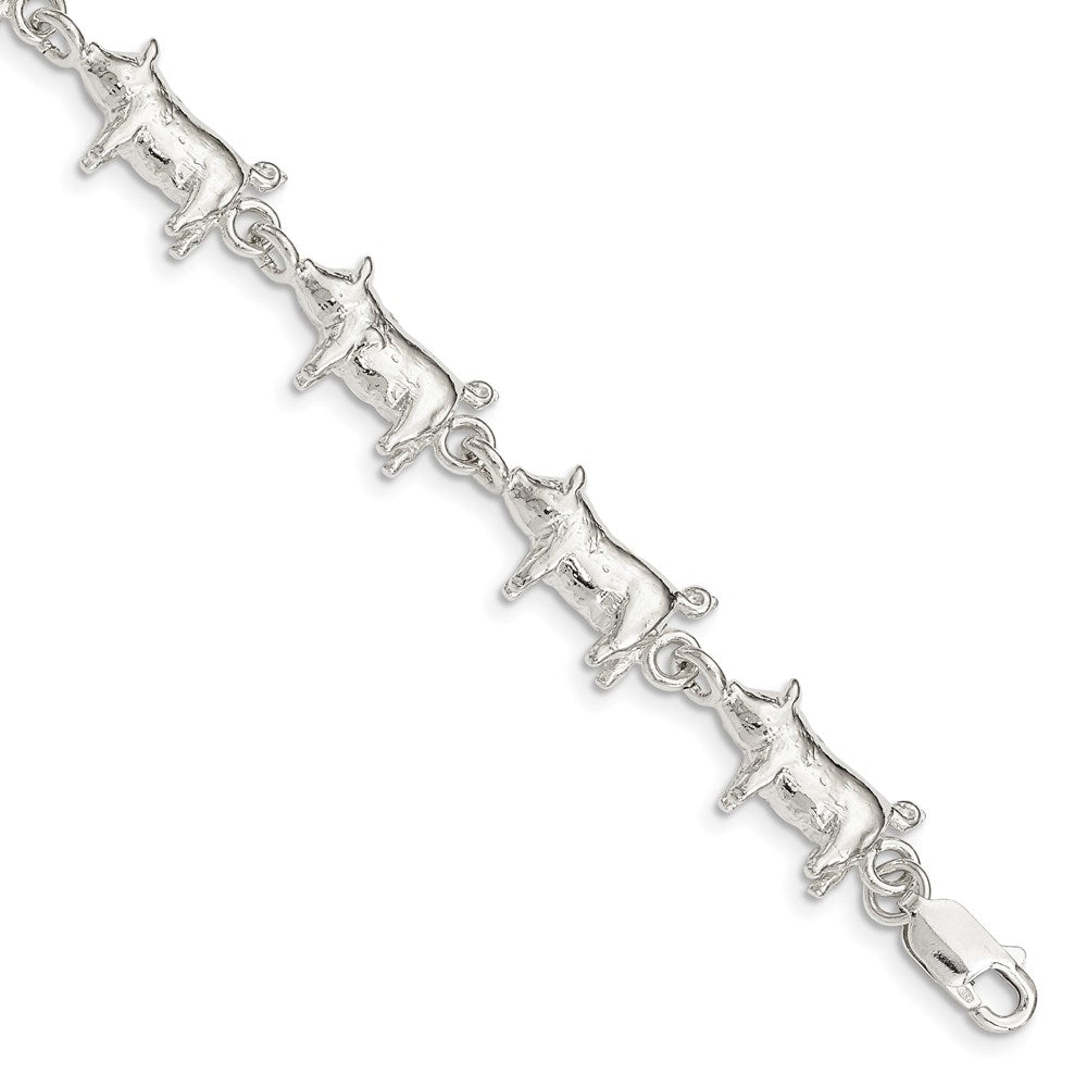 Sterling Silver Pig Bracelet QA10-7