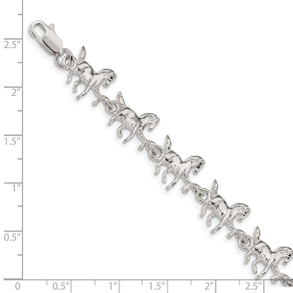 Sterling Silver Horses Bracelet QA5-7