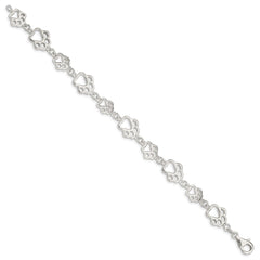 Sterling Silver Polished Paw Print Bracelet QA69-7.5
