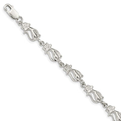 Sterling Silver Cats Bracelet QA7-7